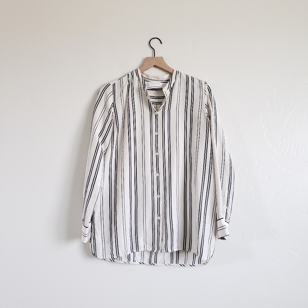 Everlane The Relaxed Striped Silk Button Up Blouse